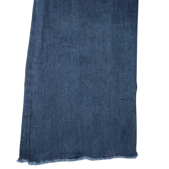 Seven7 size 6 dark blue wash Slim Boot frayed raw hem BOHO faded mid-rise jeans - Picture 10 of 16